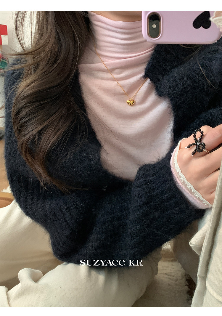 Серебряное ожерелье suzyacc kr简约小众纯银爱心吊坠百搭高级感锁骨链