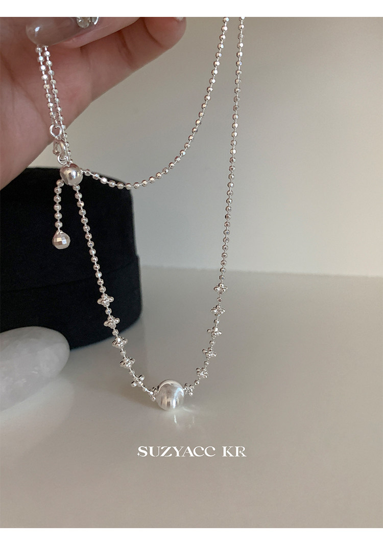 Серебряное ожерелье suzyacc kr纯银镭射猫眼珠项链女款2025新款超显白复古小众锁骨链