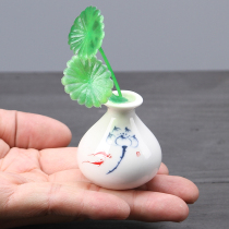 Ceramic vase small ornaments mini tea pet pocket fingertip tea ceremony tea set Tea play accessories tea art hydroponic flower
