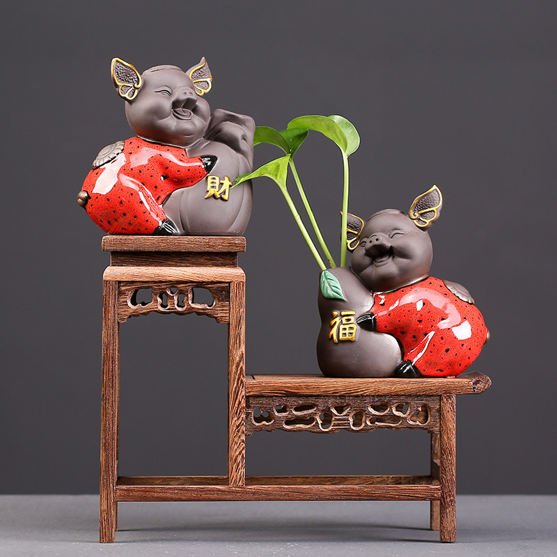 Sandy Nafu Pig Water Bacon Vase Creative Tea Tray Tea Table Flower Ware Purple Sand Monkey Tea Darling Boutique Swing can be raised