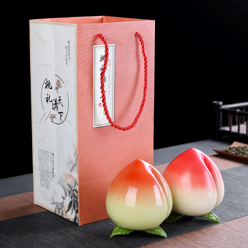 Creative Peach Persimmon Tea Leaf Jar Ceramic Seal Pot Small Number Personality Mid Autumn Fashion Tea Packaging Box Empty Gift Box