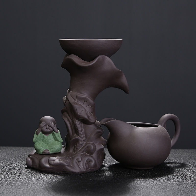 Creative little monk Purple Sand Tea Leaking Tea Leaf Filter Tennis Kung Fu Tea Accessories Justice Cup Suit Tea Sea