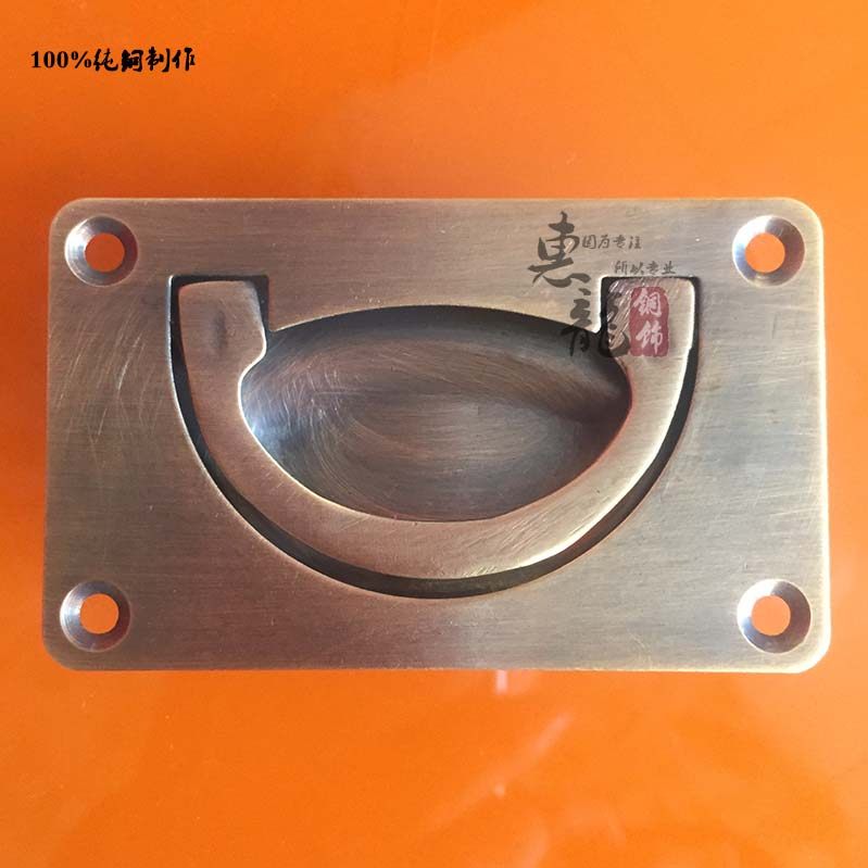 Chinese antique furniture cabinet TV cabinet shoe cabinet drawer with built-in hidden handle pure copper antique built-in installation