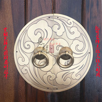 Chinese antique pure copper carved round card face leaf handle cabinet wardrobe shoe cabinet door with handle decoration bronze medal handle