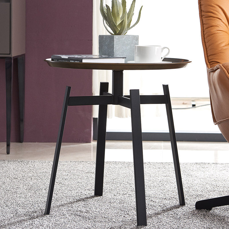 Italian light luxury designer creative wrought iron round sofa side table living room balcony tea table modern minimalist corner table