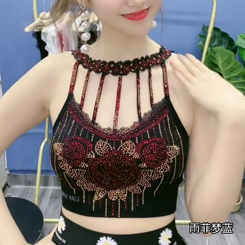 Net red sexy short one-piece small camisole 2022 summer new inner bottoming shirt women's bright diamond beautiful back