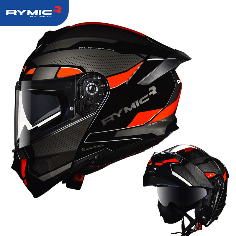 Rymic helmet male motorcycle uncovered helmet motorcycle full helmet double lens large tail anti-fog winter safety helmet bluetooth