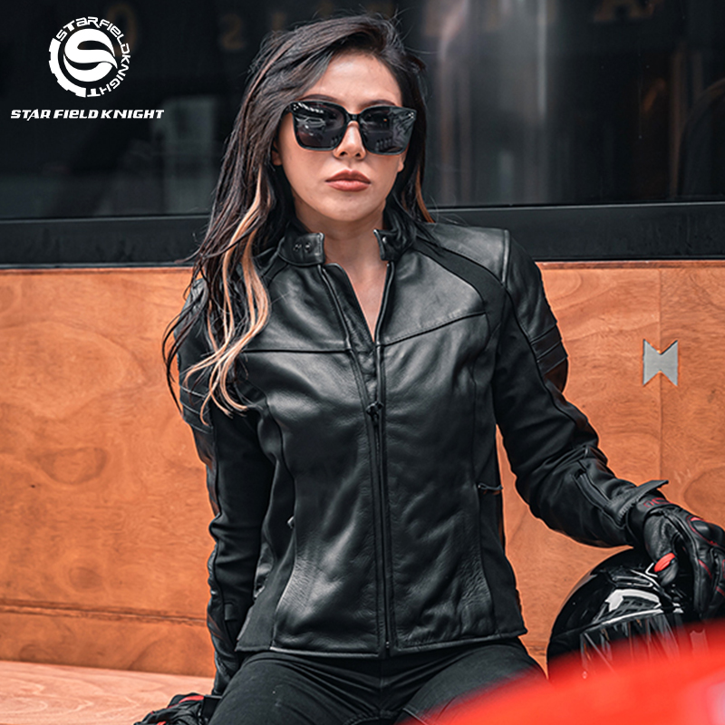 Starry knight women's leather locomotive riding suit motorcycle racing suit four seasons universal anti-fall knight racing suit