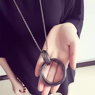 Wild European and American style ring simple Japanese and Korean decoration jewelry long version sweater chain necklace women's clothes accessories pendant