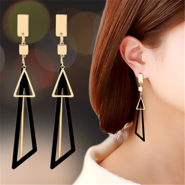 European and American fashion Fashion Ear Accessories long version Geometric Triangle Earrings Woman Exaggeration Temperament Lukewarm to Melody Earrings