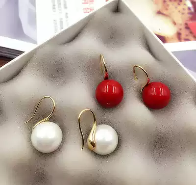 South Korea's new sweet temperament hook pearl earrings fashion wild simple red earrings earrings earrings women
