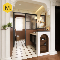 Momojia French retro bathroom tiles antique caramel color bathroom wall tiles toilet tiles kitchen floor tiles