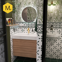Momojia green border small tiles bathroom tiles small fresh bathroom toilet toilet wall tiles floor tiles