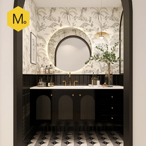 Momojia French retro bathroom tiles black and white small tiles high-end bathroom wall tiles toilet floor tiles