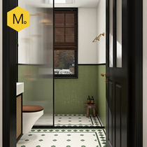 Momojia French retro bathroom tiles cream green sea-based cloth tiles bathroom wall tiles toilet floor tiles