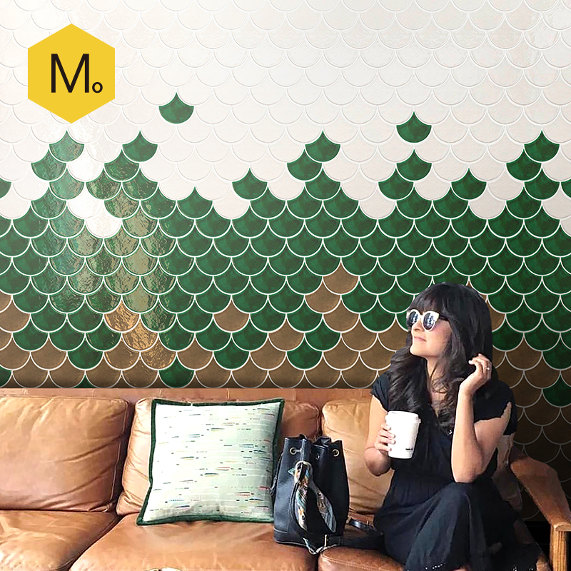 End Weekend Dragon Scaly Sector Mosaic Fish Scale Wall TV Background Wall Bar Counter Café Dressing Room Tile