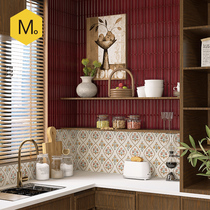 Momojia French kitchen mosaic wall tiles American retro burgundy small flower tiles wall tiles bathroom floor tiles