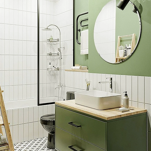 Последняя семейная тихая цементная плитка из ванной комнаты ретро -масла зеленый кухня ванная комната ванная комната напольная плитка туалетная настенная плитка