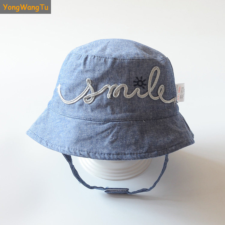 Baby girl sunscreen hat spring and autumn girl cotton fisherman hat baby children rope embroidered basin hat princess hat