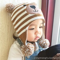 Autumn and winter baby warm ear protection cap baby child bear knit cap children boy child wool cap pullover cap