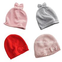 Baby autumn and winter hat baby cotton knit hat baby bow pullover hat girl cute princess hat