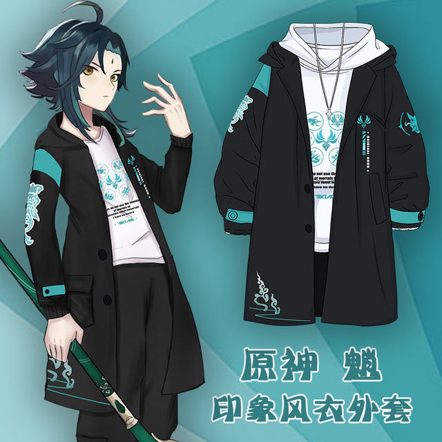 Genshin Impact Game Animation Peripheral Clothes Mandrill 2D COS Impression Casual Loose Windbreaker Jacket ເຄື່ອງນຸ່ງຜູ້ຊາຍ trendy