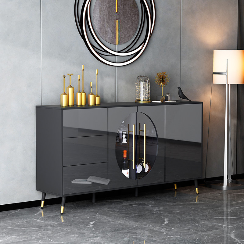 Modern minimalist dining cabinet integrated by wall Home living room light and luxurious glass door containing cabinet dining room Bowl Tray Cabinet Tea Water Cabinet