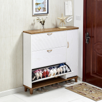 Nordic ultra-thin flip shoe cabinet simple modern white porch Hall Cabinet 17CM small apartment solid wood leg locker