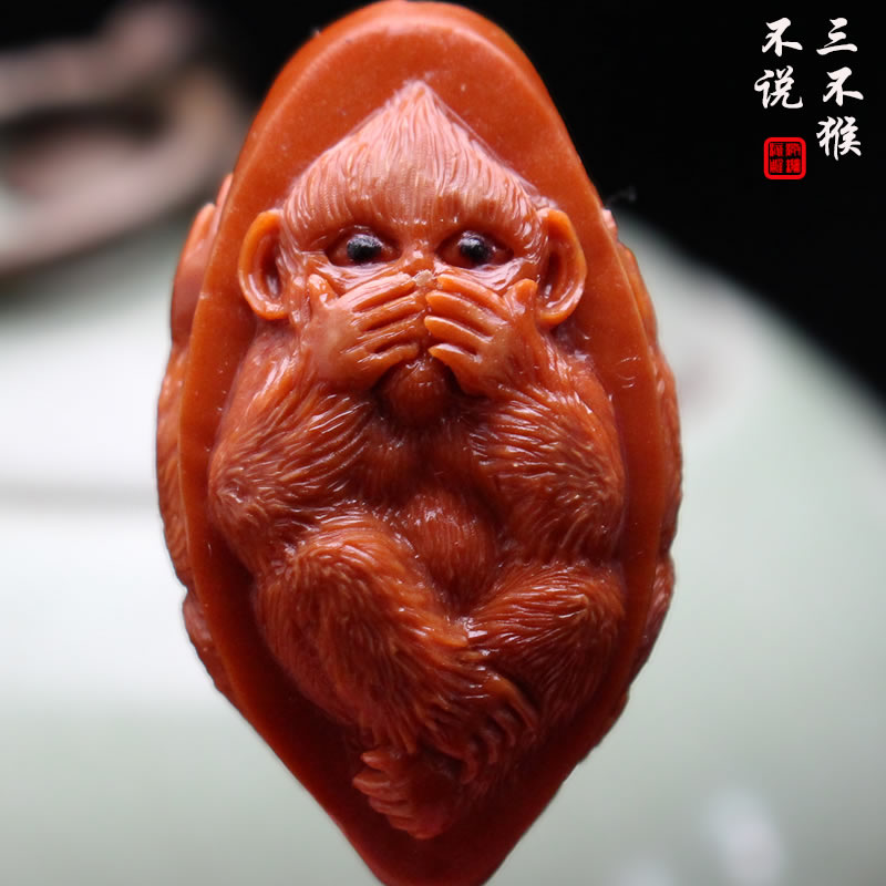 Soulful olives nuclear carvings pure hand engraving of large seed reliefs with no Monkey single seed Olive Huven playing pendant handlebar pieces