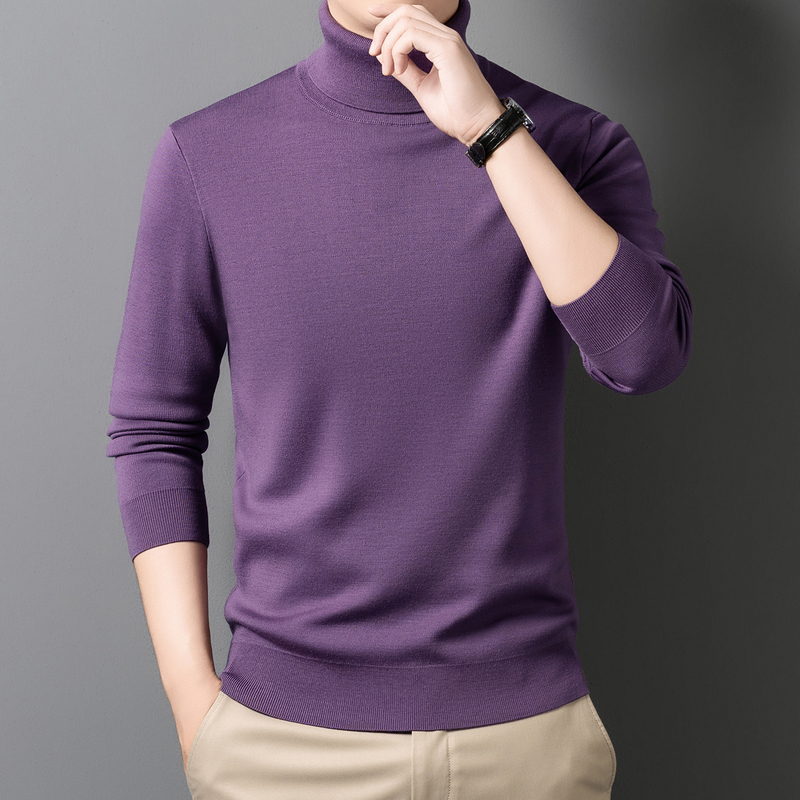 460g [100% Merino + Four-Flat Thickening] 16-Gauge Machine Washable Fine-Spun Wool Sweater Men's Turtleneck Sweater