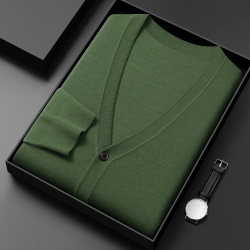 High-density worsted lightweight cardigan cashmere sweater for men outer wear cardigan coat sweater