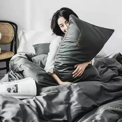 European luxury 100 long-staple cotton satin four-piece set Cotton pure cotton bed sheet duvet cover Nordic style bed sheet bedding products