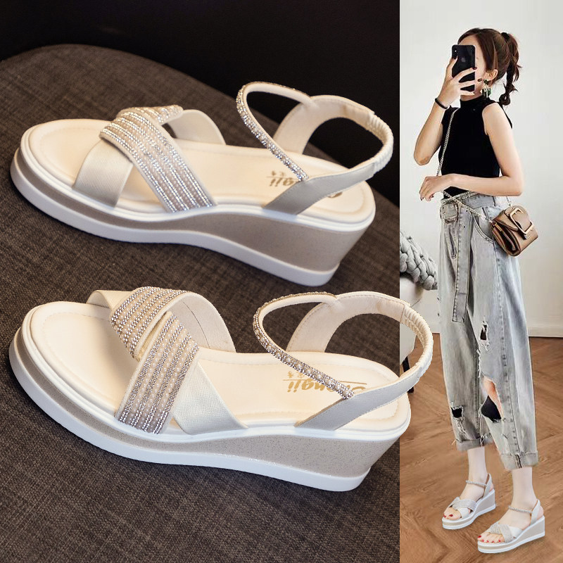 2022 new summer fashion sandals women's summer wedges with skirt muffin thick bottom French Roman high-heeled women's shoes