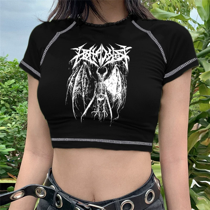 Женская футболка Хараджуку Y2K Crop Top Harajuku Retro Korean