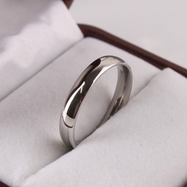 Nhẫn bạc 3 mm cổ điển trơn bằng thép titan nhẫn đuôi nhẫn nam và nữ nhẫn trọn nam vàng 18k