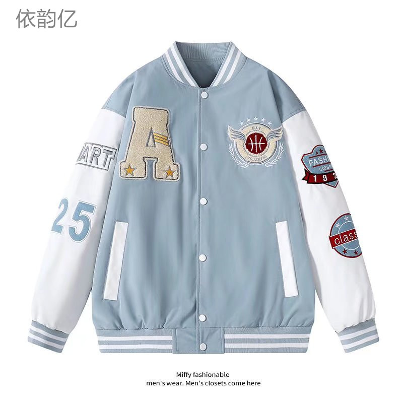 Towel Embroidery Baseball Jacket for Men and Women, Patchwork Fashion Trendy Japanese Hip-Hop Couple Outfit Streetwear Jacket Towel Embroidery Baseball Jacket for Men and Women, Patchwork Fashion Trendy Japanese Hip-Hop Couple Outfit Streetwear Jacket