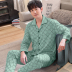 pajamamen trung niên dài tay áo bông mùa xuân mùa thu quần áo nhà mỏng có thể mặc thêm kích thước cha cardigan phù hợp. 