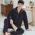 pajamamen trung niên dài tay áo bông mùa xuân mùa thu quần áo nhà mỏng có thể mặc thêm kích thước cha cardigan phù hợp. 