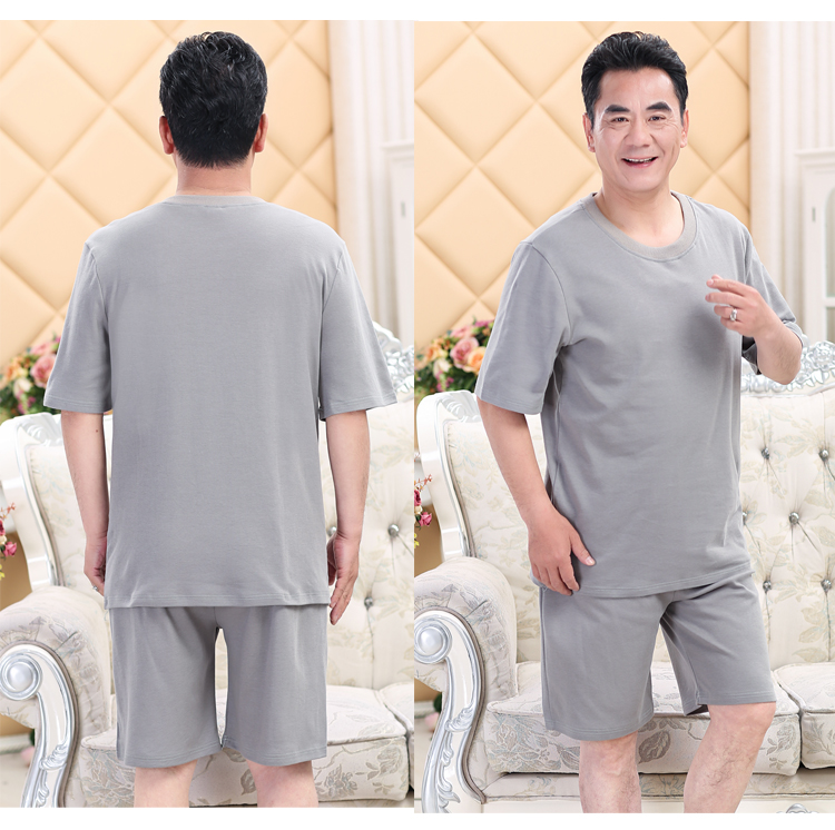 Mùa hè người đàn ông trung niên của bông đồ ngủ cha mỏng nam ngắn tay quần short cotton trung niên dịch vụ nhà phù hợp với