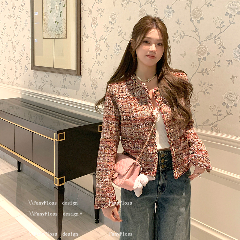 Fanyfloss Elegant and Stylish Bright Silk Woven Woolen Short Coat for Women, Chanel-Style Tweed Blazer Cardigan Fanyfloss Elegant and Stylish Bright Silk Woven Woolen Short Coat for Women, Chanel-Style Tweed Blazer Cardigan