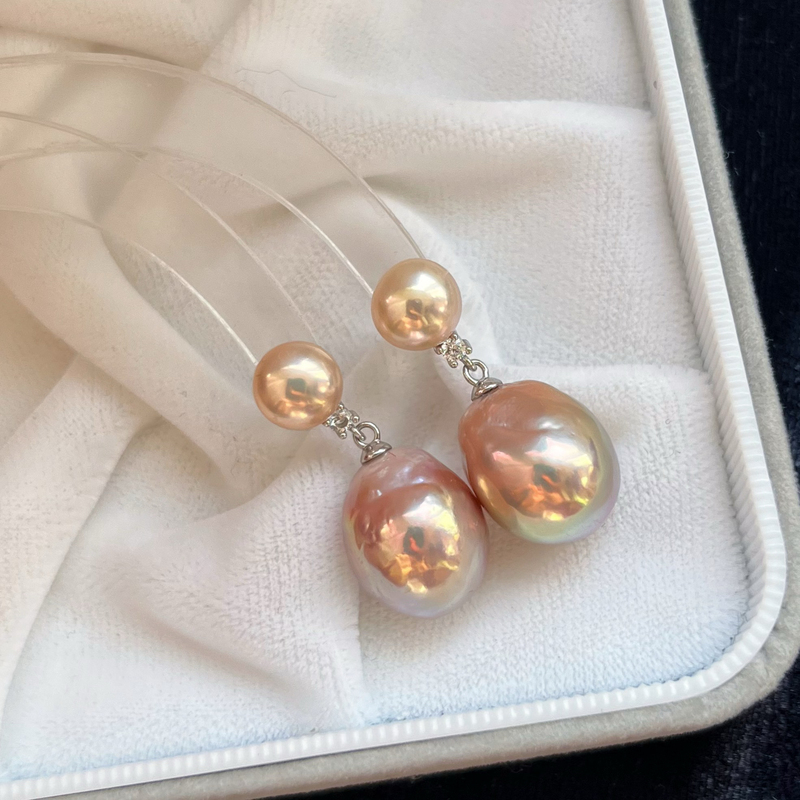 March Explosive Brightness Classic Double Bead Purple Avocado Edison Freshwater Baroque Pearl Earrings Ear Clips March Explosive Brightness Classic Double Bead Purple Avocado Edison Freshwater Baroque Pearl Earrings Ear Clips