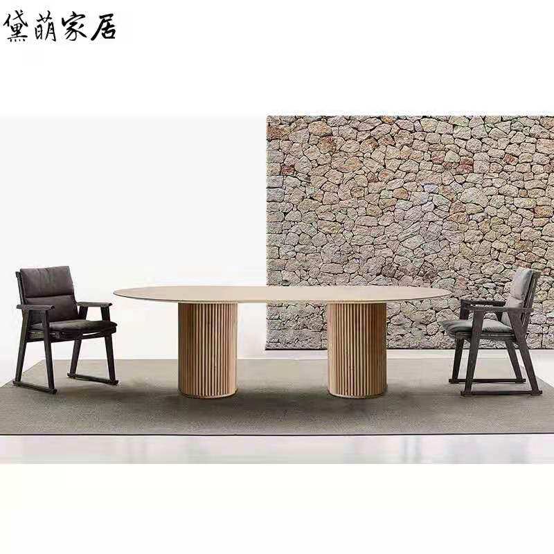 Nordic Soliwo Multi-Oval Dining Table Designer Model Room Light Luxury Table Limited Modern Desk
