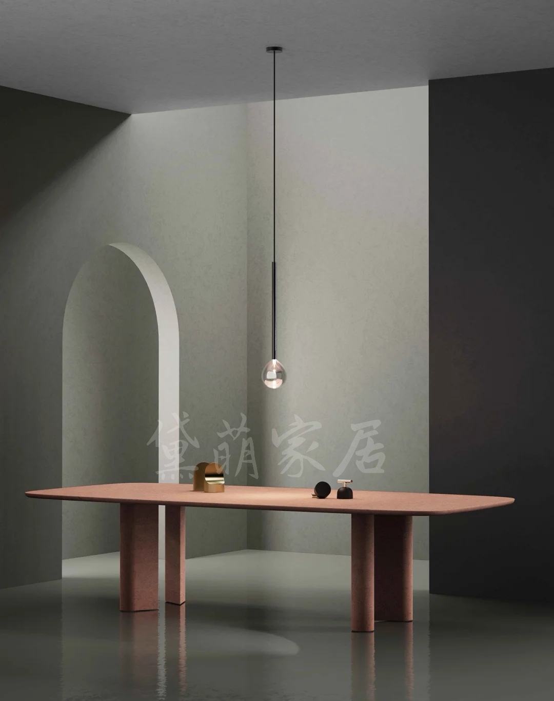 Nordic Tennis Red Light Extravagant Table Solid Wood Designer Long Table Desk Creative Personality Talks Table Art Feel Table