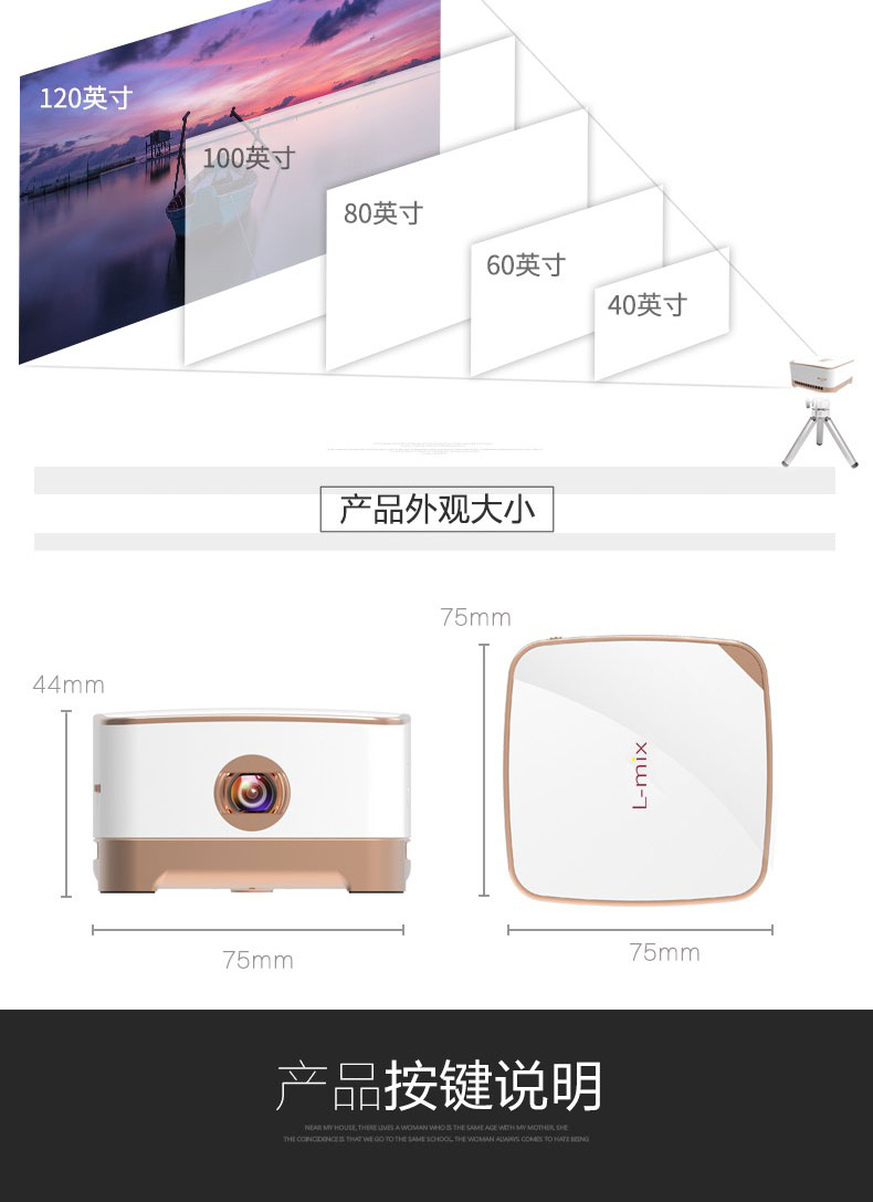 L-mix Leman phòng ngủ micro máy chiếu di động HD không dây wifi cầm tay mini lmix