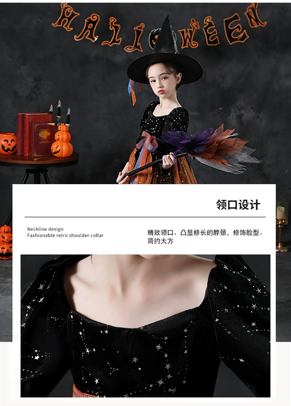 Halloween Trẻ Em Trang Phục Phù Thủy Cosplay Bé Gái Nhập Vai Trang Phục Cô Bé Trang Phục Phù Thủy