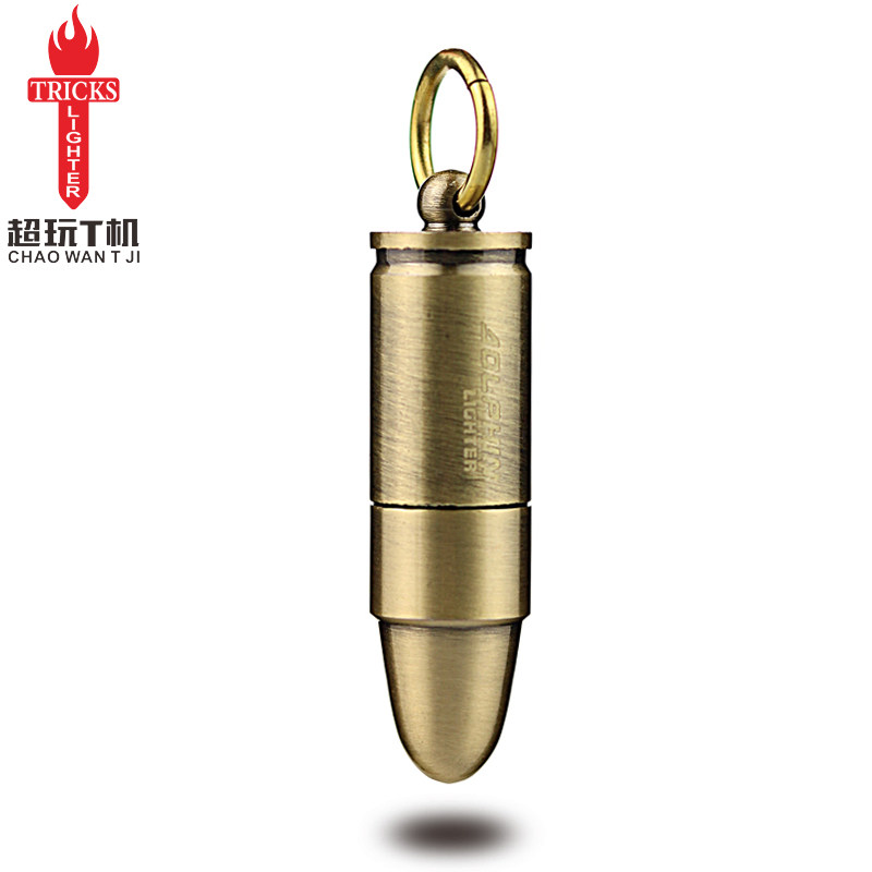 Super small mini bullet kerosene lighter personality creative sealed waterproof portable pocket grinding wheel keychain lighter