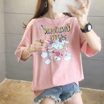 ins super fire cartoon girl t-shirt summer student loose Harajuku bf large size short-sleeved female print wild top tide