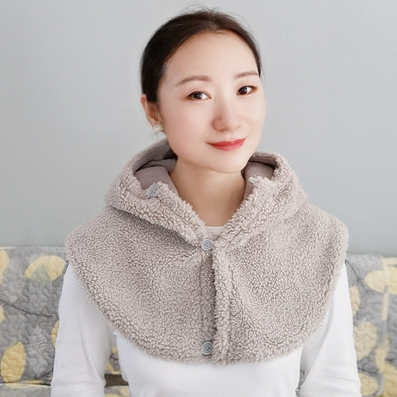 Thickened warm autumn and winter shoulder guards and neck guards hats all-in-one velvet guards cervical vertebrae small shawls shoulder vests cold-proof outside