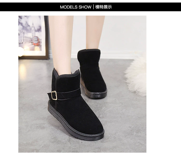 Cộng với nhung dày phiên bản mới của Hàn Quốc cho sinh viên hoang dã ủng ngắn giày cotton mùa đông ủng tuyết tuyết nữ ống ngắn