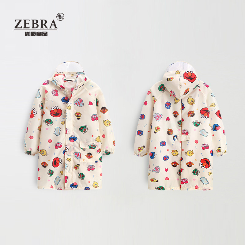 Kindergarten cute cartoon children raincoat male and female child primary school rain cape with school bags in spring and summer light and thin